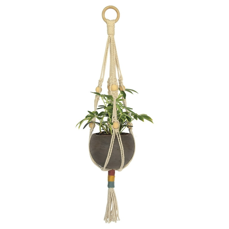 Hillfolk Macrame Plant Hanger Kit- Includes Macrame Cording, Wood Beads,  Floss And Instructions. Makes One Plant Hanger. - Walmart.com
