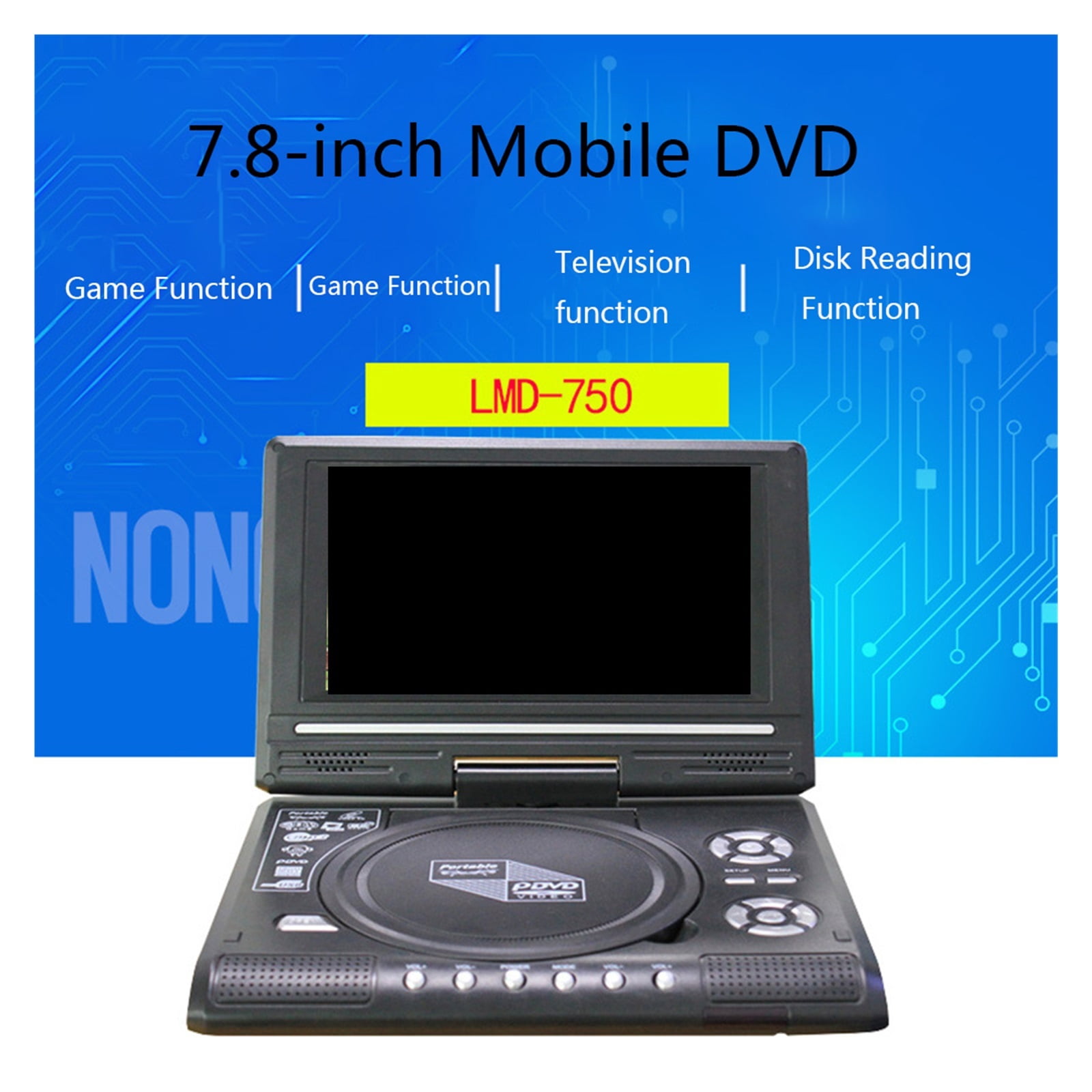 Mini DVD Player 7.8 inch Multimedia CD Disc 270 Degree Rotation Screen with Remote Control Travel - Silent & Shockproof Tech