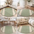 thumbnail image 5 of Sage Green Stripe Round Living Room Rugs 7 ft, Modern Geometric Classic Linear Slub Fabric Texture Washable Area Rug with Non-Slip Sturdy Edge Binding Round Carpet for Kitchen Office Bedroom, 5 of 9
