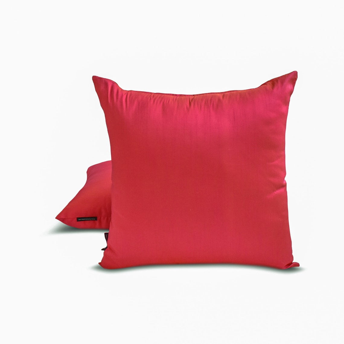 The HomeCentric Decorative Throw Pillow covers Pink & Orange Pack of 2, 16"x16" (40x40 cm) Silk Solid Pillowcase For Sofa Chouch, Hotels, living, Bed Room, Solid Modern Style - Pink Orange Luxury