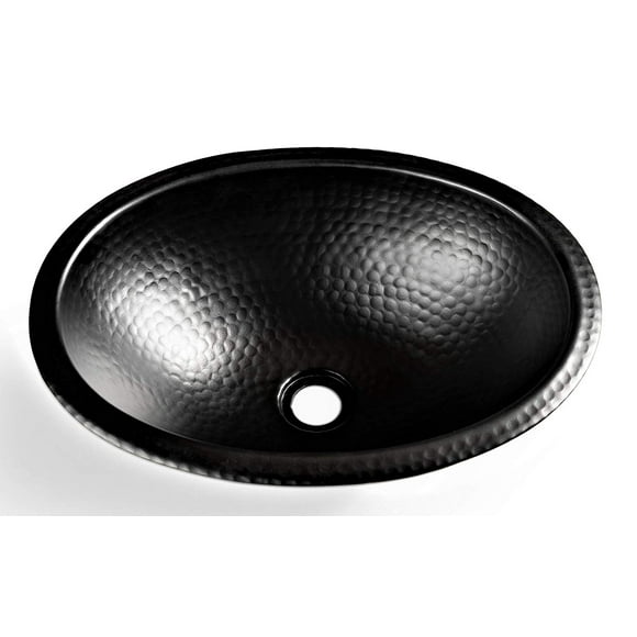 Monarch Abode 19103 Matte Black Hand Hammered Oval Drop-in Bathroom Sink (17 inches)