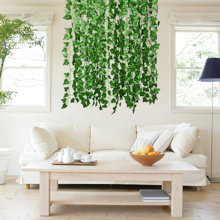 mizii 2 Strands Artificial Vines Ivy Garland 79 Fake Vine with Silk Green  Leaves Faux Hanging Plants Greenery Decoration for Bedroom Home Wall Party