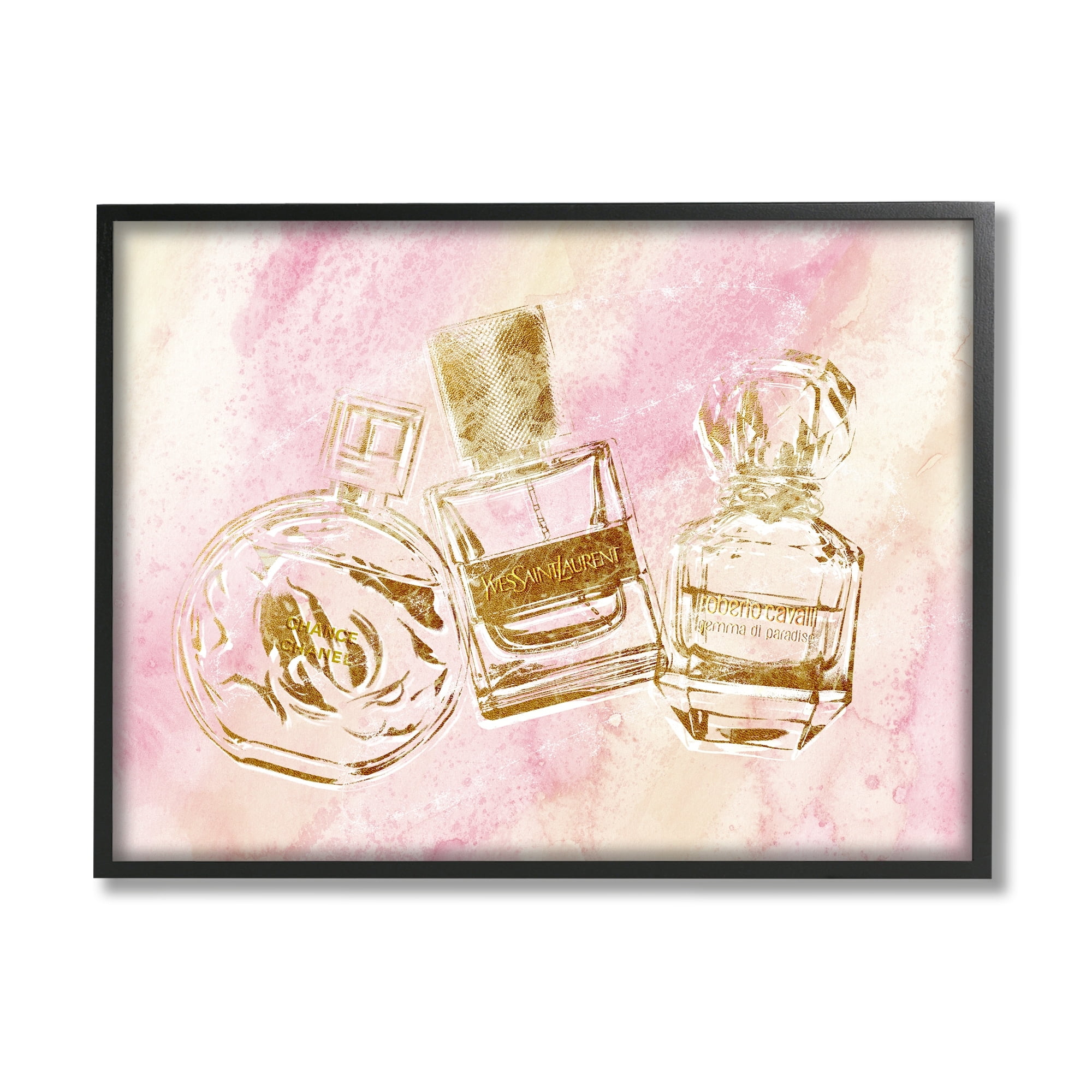 Stupell Industries Perfume Bottle Arrangement Glam Gold Abstract Pattern, 30 x 24,Design by Ziwei Li