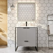 Eviva Moma 24 Inch Grey Bathroom Vanity with Black Metallic Legs