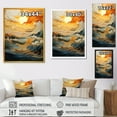 thumbnail image 4 of Designart "Bold Sunrise Orange Waters and Waterfalls III" Abstract Canvas Wall Art - Modern Blue Abstract Modern Waves Bedroom Canvas Wall Art, 4 of 6