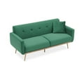 thumbnail image 3 of Accent Sofa,Modern Upholstered Sofa Couch with Golden Metal Legs and 2 Pillows,Velvet Loveseat Sofa for Living Room Office Apartment,Green, 3 of 7