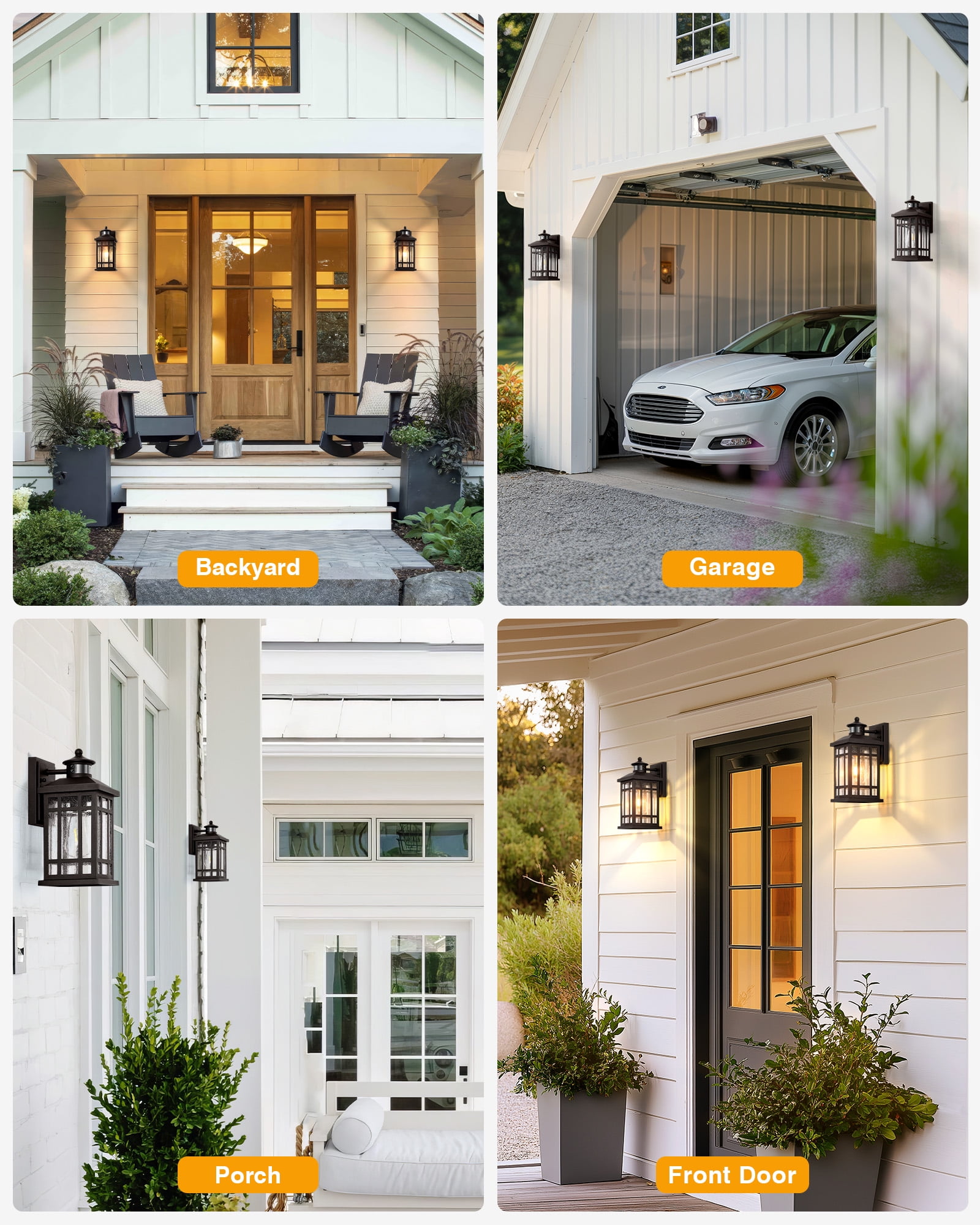 OPAXIS Porch Lights Outdoor with Motion Sensor, 2 Packs Oil Rubbed Bronze Outside Lantern Fixtures Wall Mount, Aluminium Anti-Rust Exterior Wall Light, Dusk to Dawn Coach Light for Garage Patio