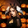 thumbnail image 2 of HXWCHs Halloween Gothic Bat Ear Womens Hair Headband, Headdress Accessory for Halloween Cosplay Holiday Party Matching Size: One Size White, 2 of 4