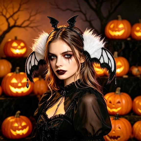 Bat Wing Plush Headband with Pendant, Decorative Hair Band for Halloween, Themed Party, Photo Shooting Hair Accessory