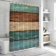 thumbnail image 5 of Teal Turquoise Wooden Shower Curtain Set - Standard 72" x 72" Washable Bathtub Curtain with 12 Hooks, Rustic Retro Farmhouse Western Country Waterproof Fabric Shower Curtains for Bathroom Décor, 5 of 6