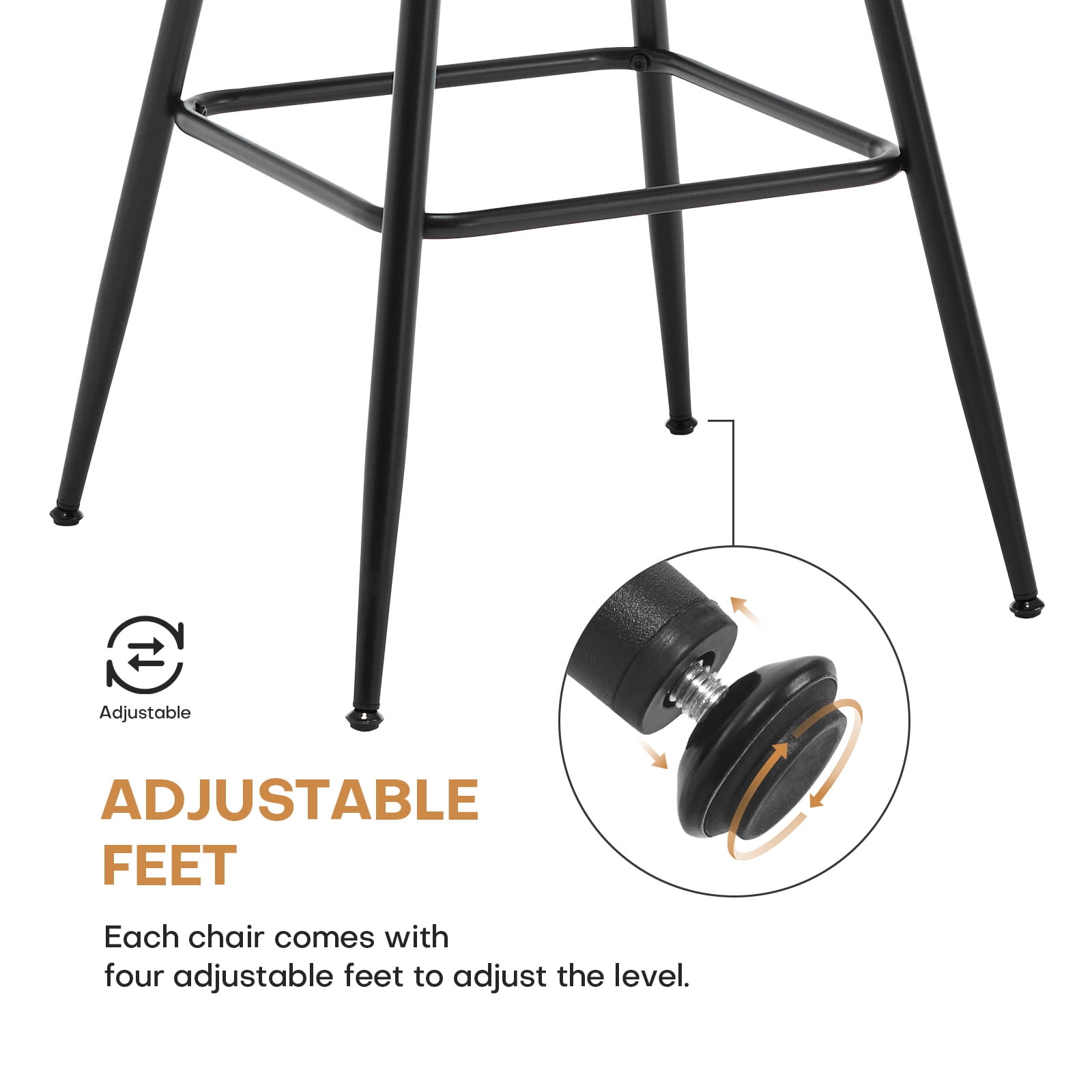 ANMINY Rattan Swivel Bar Stools Set of 2, 26" Counter Height with Rattan Back and Metal Legs, Mid-Century Modern Armless Boucle Fabric Barstools Seat, Upholstered Counter Stools for Kitchen Island