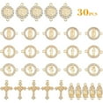 thumbnail image 3 of 30pcs 6 Styles，Alloy Mixed Rhinestone Religious Cross and Center Miraculous Medal Charms Our Lady Virgin Mary Jesus Pendant Links for DIY Rosary Beads Necklace Jewelry Making，Golden, 3 of 8