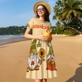 thumbnail image 4 of Disketp Gnomes Happy Thanksgiving para Vestido de Manga Corta para Mujeres, Vestidos de Verano para Mujeres, Casual y Holgado para la Playa, 4 of 6