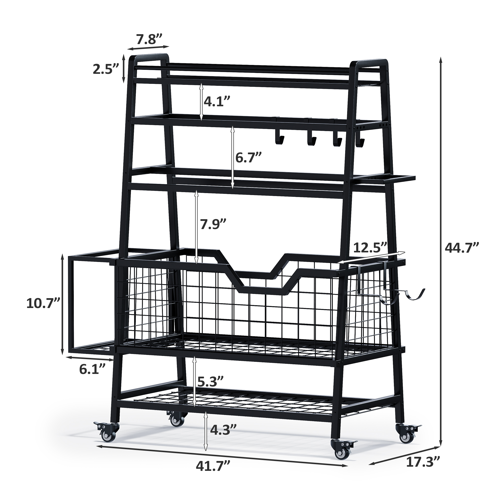 Advwin Dual-Sided Dumbbell Rack, Adjustable All-in-one Home Gym Storage Rack for Dumbbells, Kettlebells, Yoga Mats, Foam Rollers, Workout Equipment Storage Organizer with Hooks & Wheels