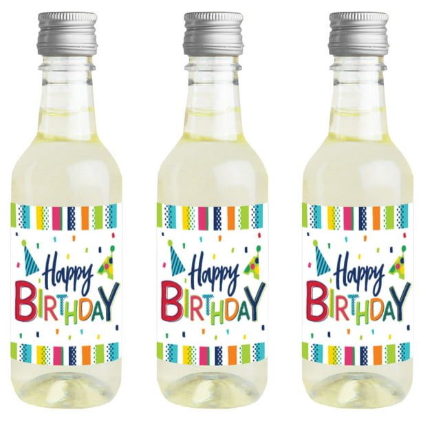 Cheerful Happy Birthday - Mini Wine and Champagne Bottle Label