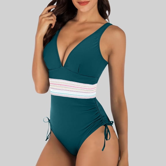 One Piece Swimsuit for Women Push Up Boho Style Open Back Padded Bodycon Swimwear for Spring Summer 2026