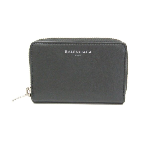Pre-Owned Balenciaga 452503 Women's Leather Coin Purse/coin Case Dark Gray (Good)