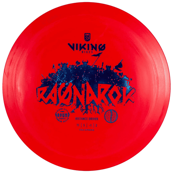 Viking Discs Ragnarok Disc Golf Driver - Distance Driver Disc Golf for All Skill Levels - Affordable Ground Plastic (Red)