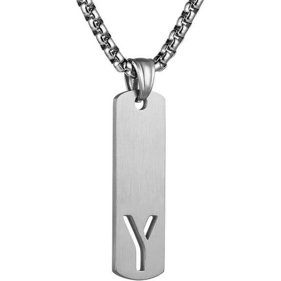 Stainless Steel Mini Dog Tag Silver 26 Initials A To Z Pendant Necklace For Men Women Jewelry Gift