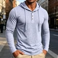 thumbnail image 2 of Ulitacool Men T Shirt Hooded Tee Shirts Long Sleeve Pullover Top With Pocket Blend Athletic Training Gym Workout Streetwear Classic Clothes Blue, 2 of 8