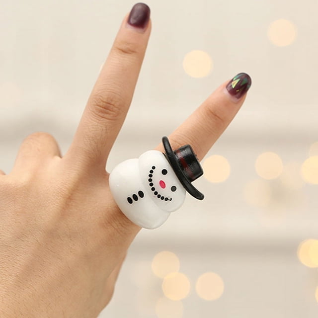 Pafu Navidad divertidos juguetes para los dedos para suministros de fiesta copo de nieve árbol de Navidad Santa muñeco de nieve anillos Navidad LED anillos intermitentes