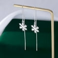 thumbnail image 5 of 925 Sterling Silver Christmas Snowflake Earrings Dangle Chain for Women Teens Snowflake Dangle Earrings Long Threader Earrings, 5 of 6