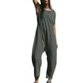 thumbnail image 2 of Backless Jumpsuits for Women Summer Trendy Twist Back Crewneck Sleeveless Tank Tops Long Romper Workout Overalls (2XL, Dark Gray) Summer Savings Deals Clearance, 2 of 7
