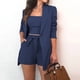 thumbnail image 2 of Conjuntos de mujer Traje de mujer de tres piezas sólido con chaleco + Chaqueta de traje + Pantalones cortos Fridja  fhjkhfk456552, 2 of 9