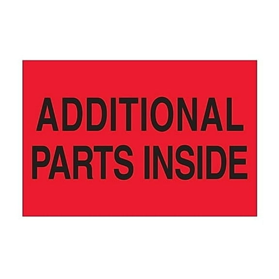 Tape Logic Labels "Additional Parts Inside" 2 x 3" Fluorescent Red 500/Roll (DL1611)