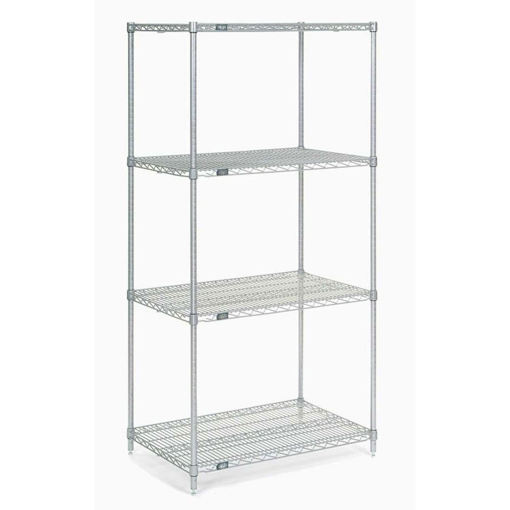 Nexel 5 Tier Stainless Steel Wire Shelving Starter Unit, 36"W x 24"D x Stainless Steel 5 Tier Shelving Unit