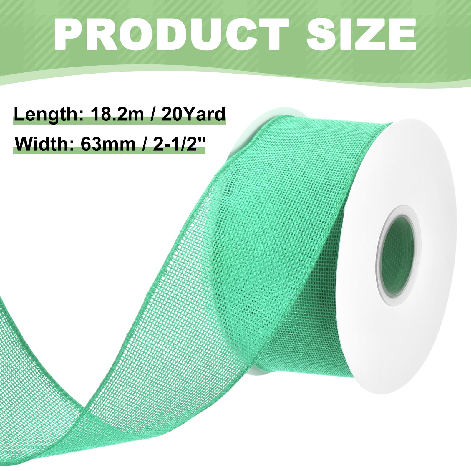Uxcell Burlap Wired Ribbon, (2-1/2 Inch, 20 Yard, Mint Green), Wired Edge Ribbon