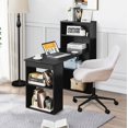 thumbnail image 4 of HYJY Black Computer Desk w/Bookshelf, Modern Home Office Desk w/Storage Shelves & CPU Stand, Space-Saving Design, Compact Corner Computer Workstation for Small Spaces, 4 of 17