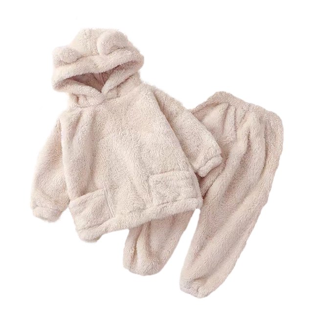Minnieouse Los pijamas caseros calientes de la felpa 2pcs fijaron los pijamas inodoros e hipoalergénicos no tóxicos de las muchachas de los Pijama Blanco 90cm