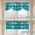 thumbnail image 5 of Green Tie Up Valance Curtains for Windows, Kitchen Curtains Window Treatments, Modern Geometric Fish Scale Abstract Moroccan Short Window Shades Valances for Bedroom Bathroom Cafe 54"x18", 5 of 8