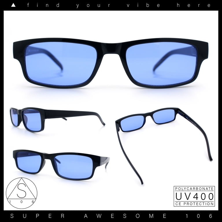 Mens Small Face Snug Fit Color Lens Rectangular Plastic  display picture 1