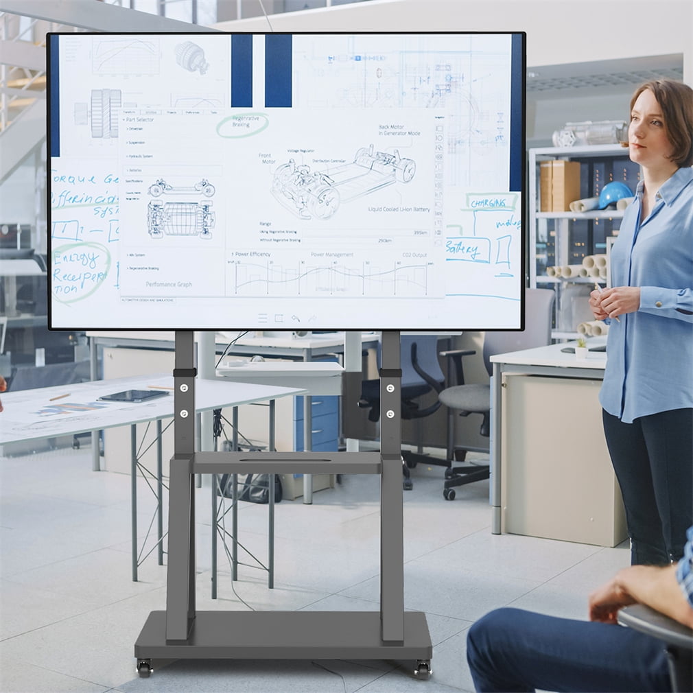 Wisfor 32-100" Rolling Floor TV Stand Height Adjustable TV Mount Bracket,176lb Loading,800X600mm VESA