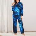 thumbnail image 2 of Daiia Blue Fire Cool Wolf for Women's Long-Sleeved Pajama Set – Soft & Comfortable Sleepwear Button-Up Pajamas Cozy Lounge Wear-XX-Large, 2 of 7