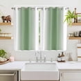 thumbnail image 2 of Sage Green White Ombre Kitchen Curtains 63 Inch Length, Modern Abstract Art Farmhouse Gradient Grommet Top Bedroom Living Room Curtains, Light Filtering Cafe Curtain Drapes 2 Panels Set 104''x63'', 2 of 9