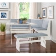 thumbnail image 4 of Linon Weston 3-Piece Farmhouse Indoor Corner Dining Nook with 5-Piece Cushion Set, White/Denim Tweed, 4 of 18