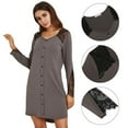 thumbnail image 2 of JANDEL Ladies New Lace Stitching Dark Gray Plus Size Nightdress, Size M, 2 of 8