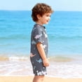 thumbnail image 6 of Cowsor Baby Boys One Piece Swimsuit Cute Print Half Placket Design Quick Dry UV Protection Swimwear for Toddlers Summer Beach Pool Activities, 6 of 6