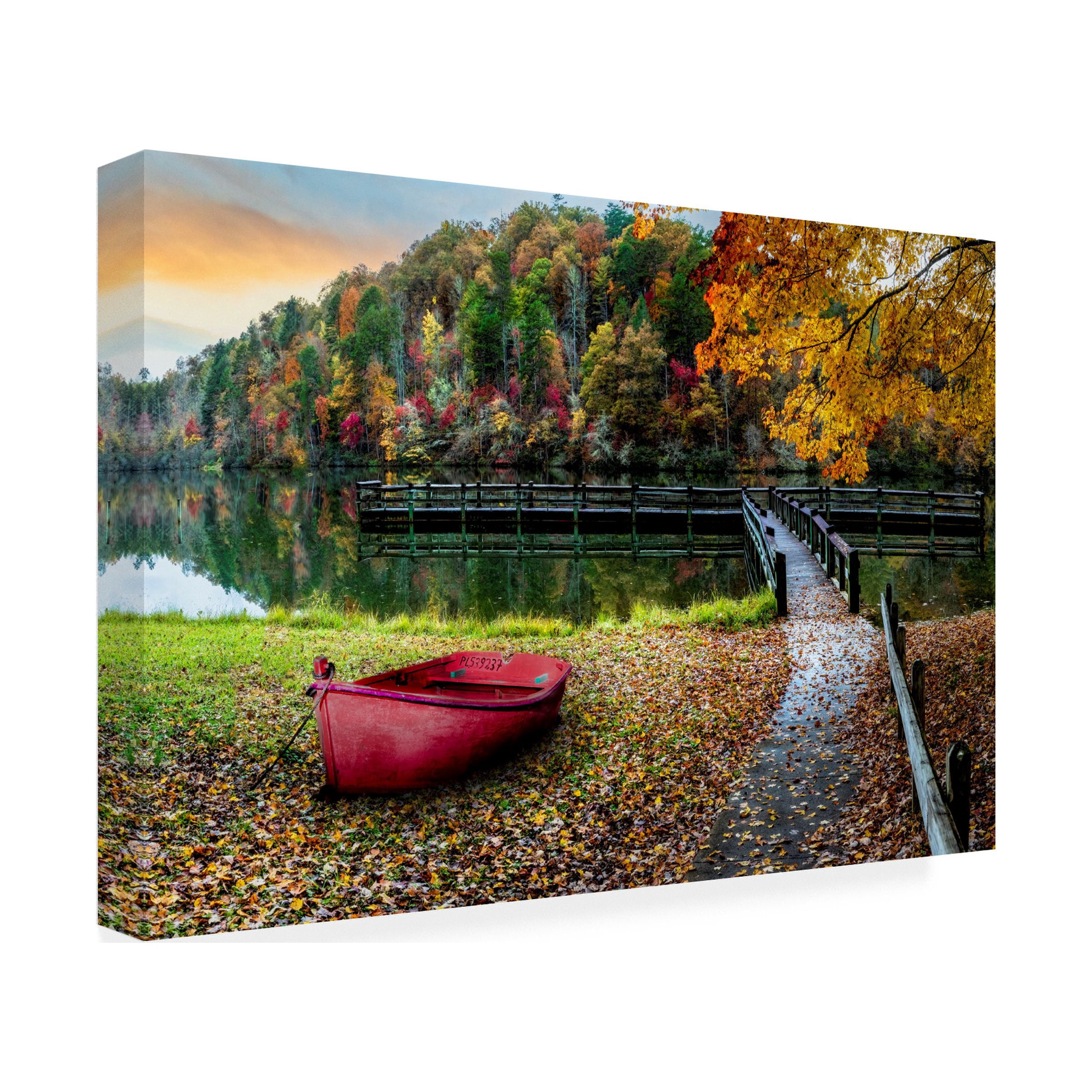 Celebrate Life Gallery 'Rowboat in the Fallen Autumn Leaves' Canvas Art
