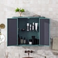 thumbnail image 3 of Army Green Bathroom Cabinet - Wall-Mounted Mirror Storage with 2 Doors & Open Shelf - Farmhouse Metal Frame for Vanity/Toilet, 3 of 13