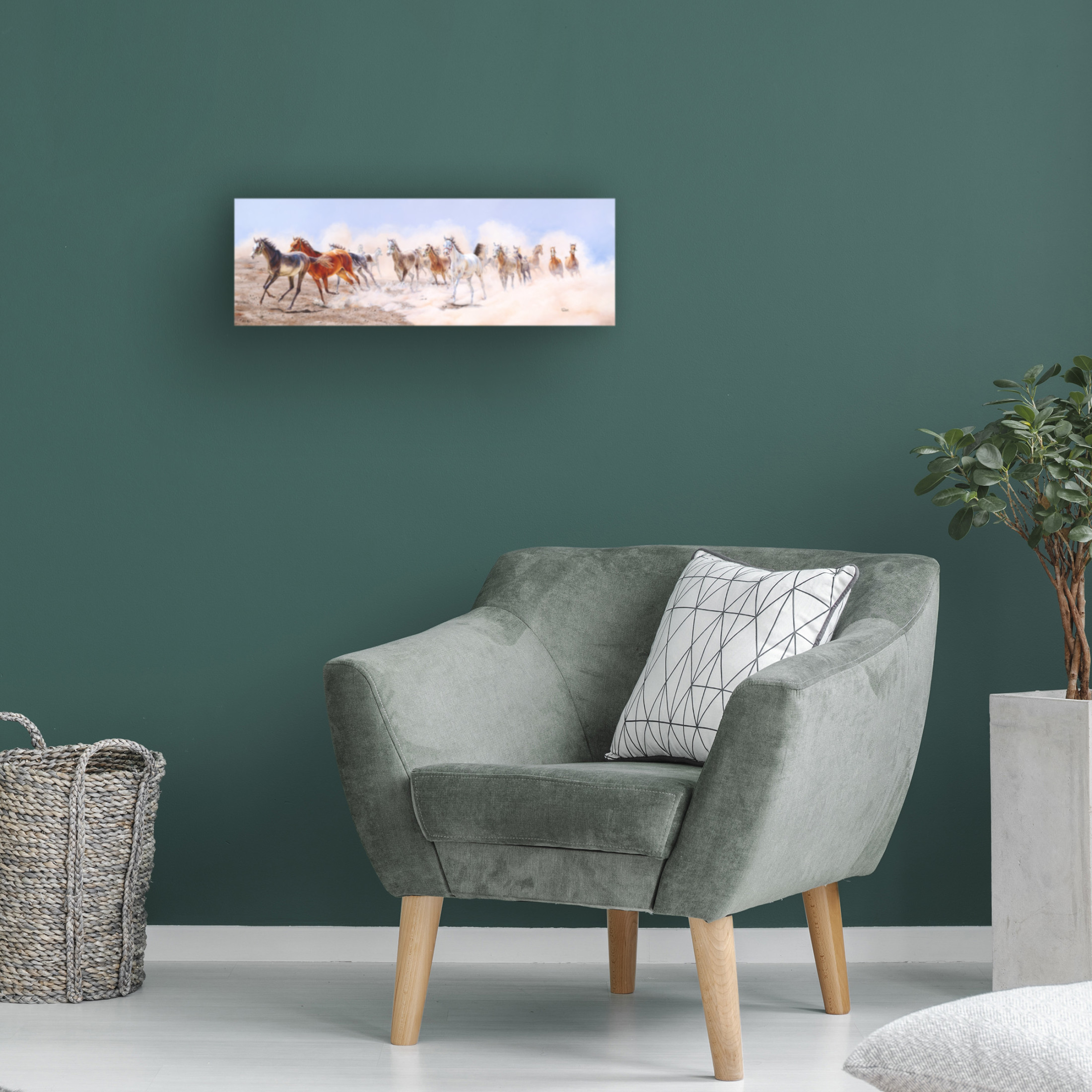 Canvas Wall Art - Delene Lambert 'All the Pretty Horses' Wall Art for Living Room, Bedroom, or Office Décor by Trademark Fine Art - 24 x 8 Inches