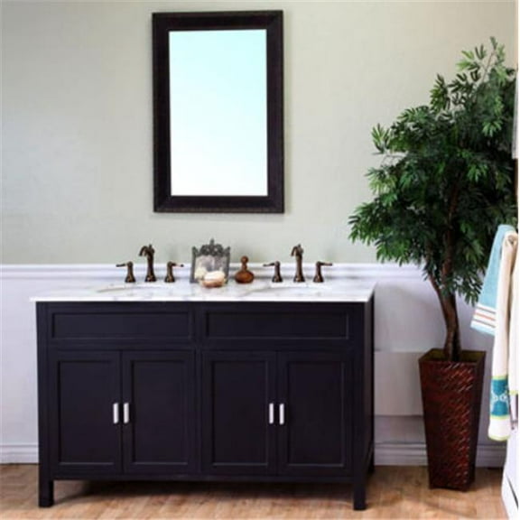 60 in Double sink vanity-wood-Ebony