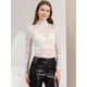 thumbnail image 2 of INSPIRE CHIC Blusa de encaje floral transparente con cuello simulado de manga larga para mujer blanco L, 2 of 6