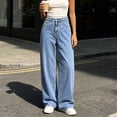 thumbnail image 2 of Straight Leg Jeans for Women Drape Soft Loose Fit Denim Pants High Waisted Stretchy Vintage Baggy Denim Pants with Pockets Daily Casual Streetwear Trousers, 2 of 6
