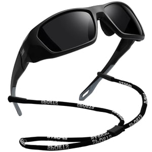 Joopin Polarized Wraparound Sport Sunglasses, Black