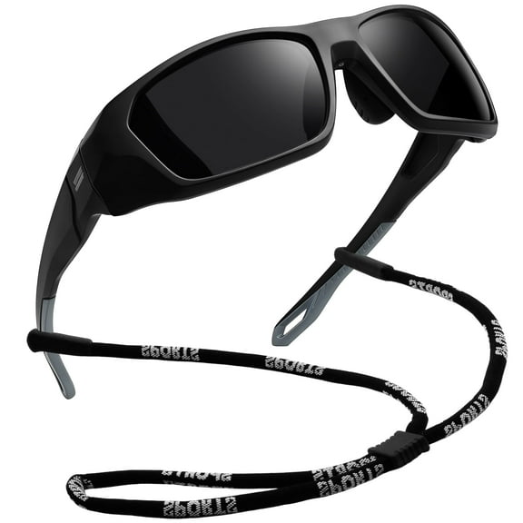 Joopin Sports Sunglasses Polarized UV400 Protection Wrap Around Sun Glasses Shades for Men Women(Black)