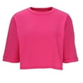 thumbnail image 4 of Women T-Shirt for Women Crop Tops Fashion Tops Ladies Blouse T-Shirt Casual Loose Short Sleeve Shirt Summer Tops Hot Pink M, 4 of 6